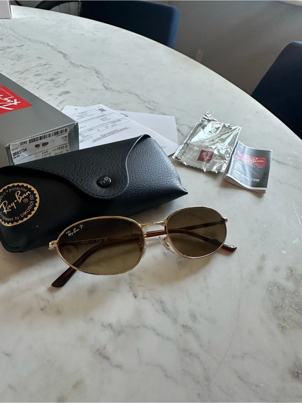 New in box Ray ban woman polarized sunglasses Arista Gold brown 56/18 RB 3734